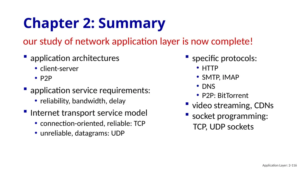 Chapter 2 Application Layer A note on the use of - slide 116 of 125