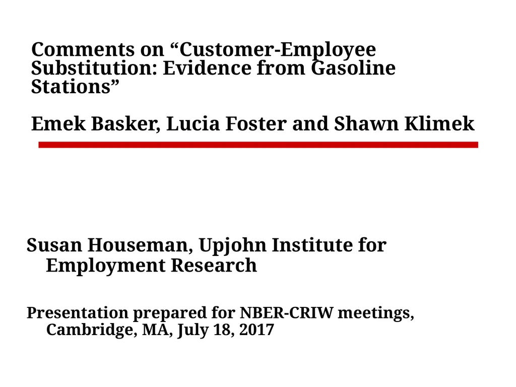 Comments on “Customer-Employee Substitution:
