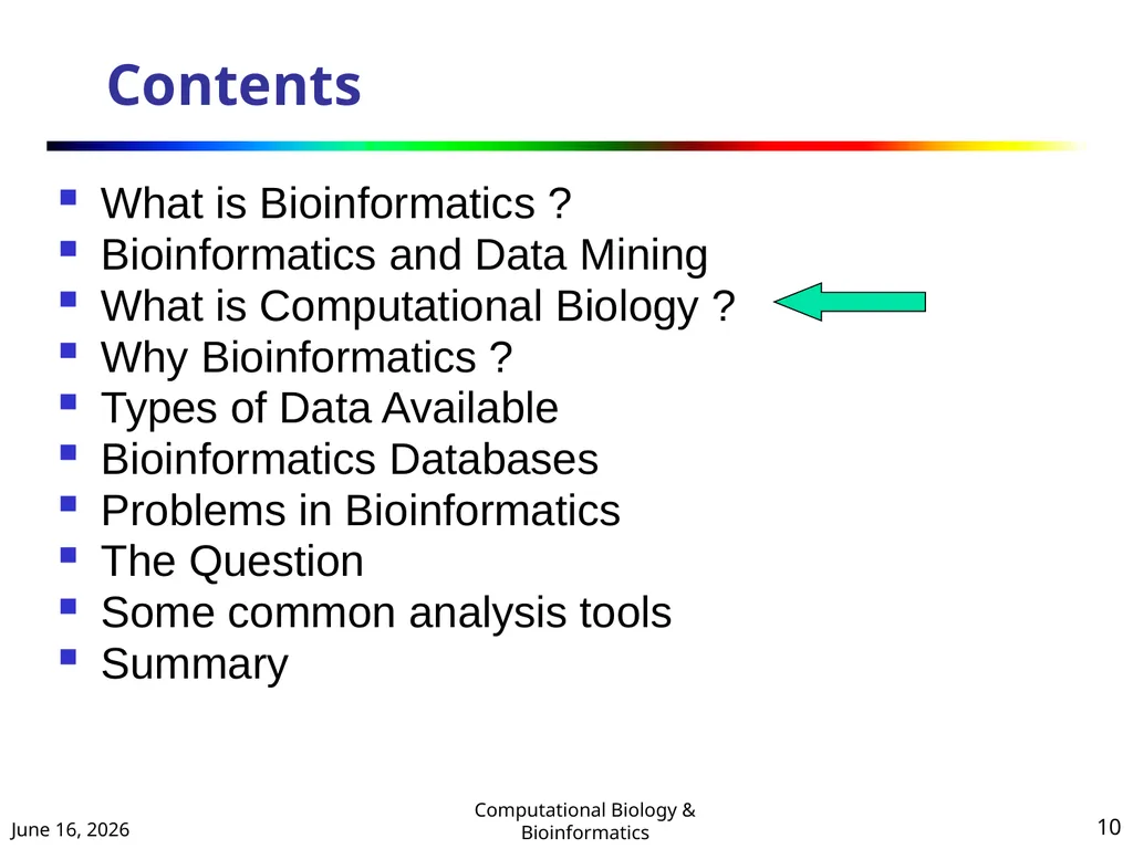 BIOINFORMATICS & COMPUTATIONAL BIOLOGY (An - slide 10 of 36