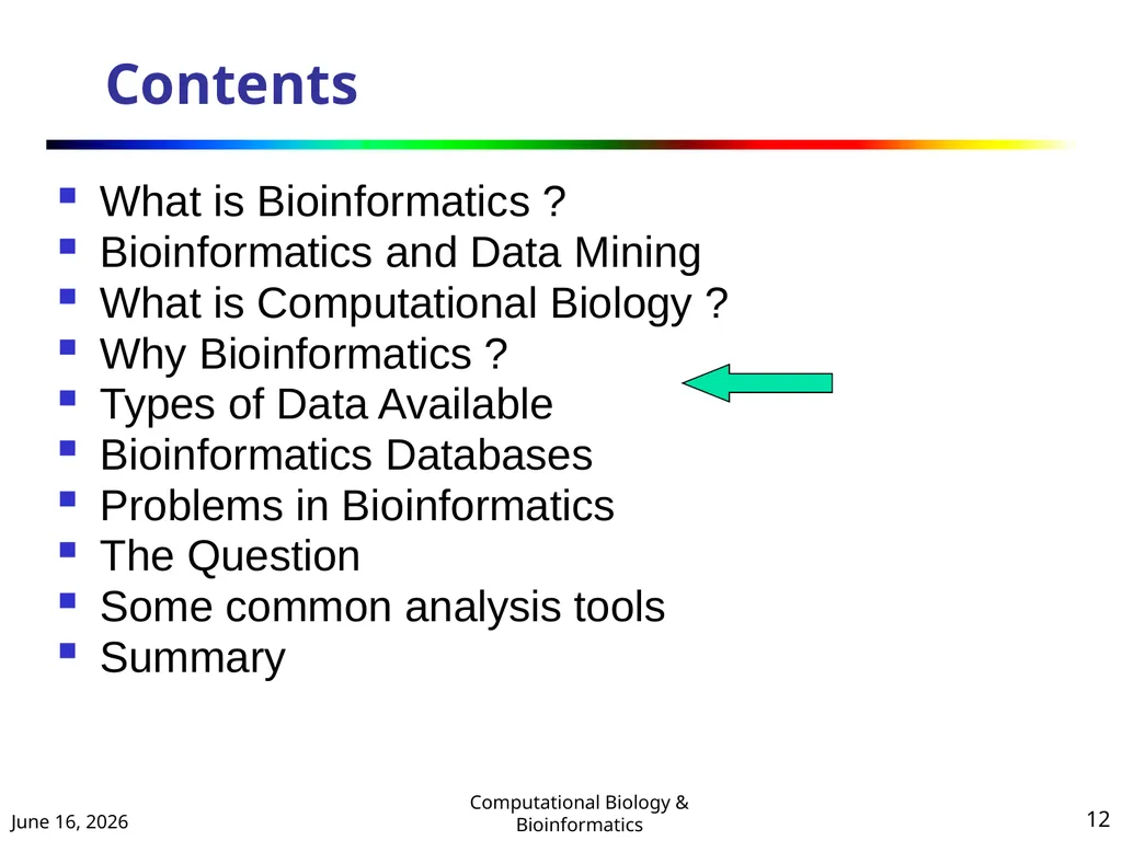 BIOINFORMATICS & COMPUTATIONAL BIOLOGY (An - slide 12 of 36