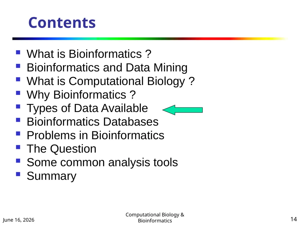 BIOINFORMATICS & COMPUTATIONAL BIOLOGY (An - slide 14 of 36