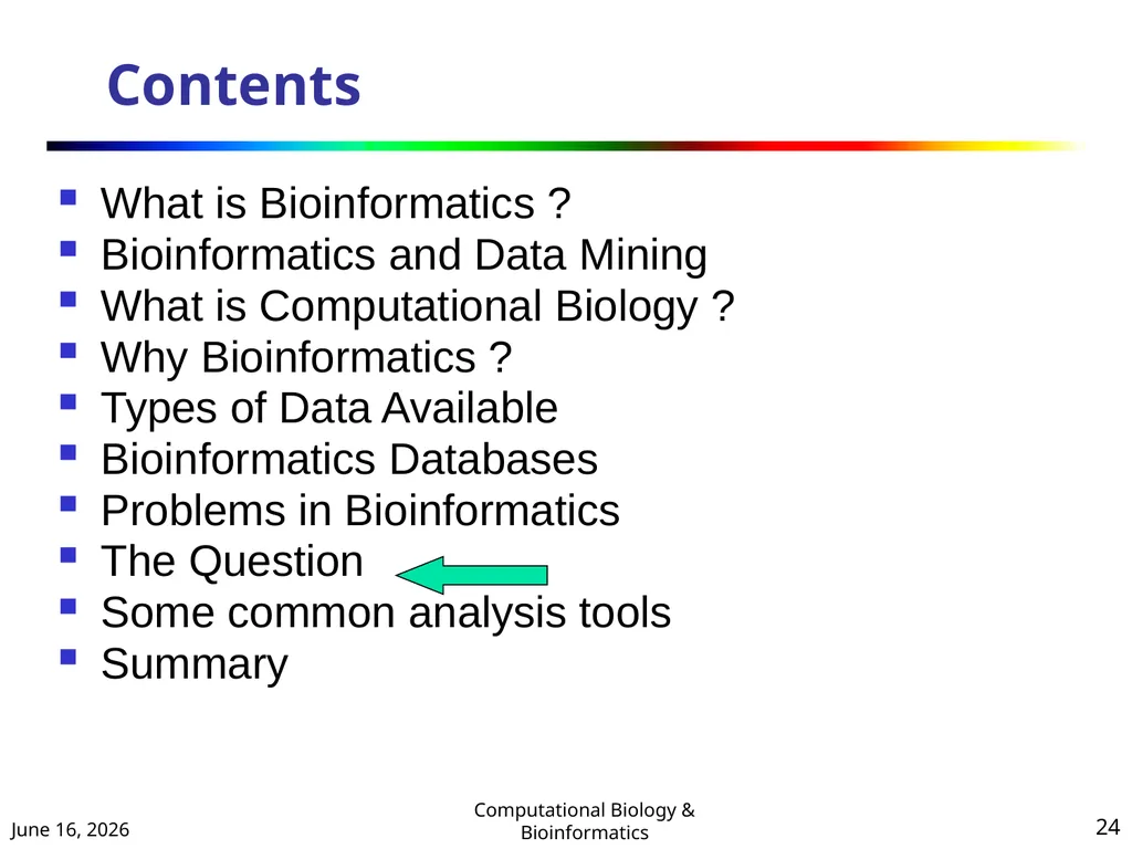 BIOINFORMATICS & COMPUTATIONAL BIOLOGY (An - slide 24 of 36