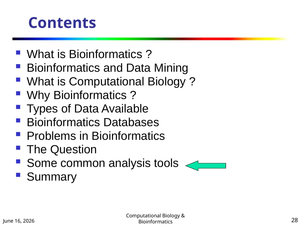BIOINFORMATICS & COMPUTATIONAL BIOLOGY (An - slide 28 of 36