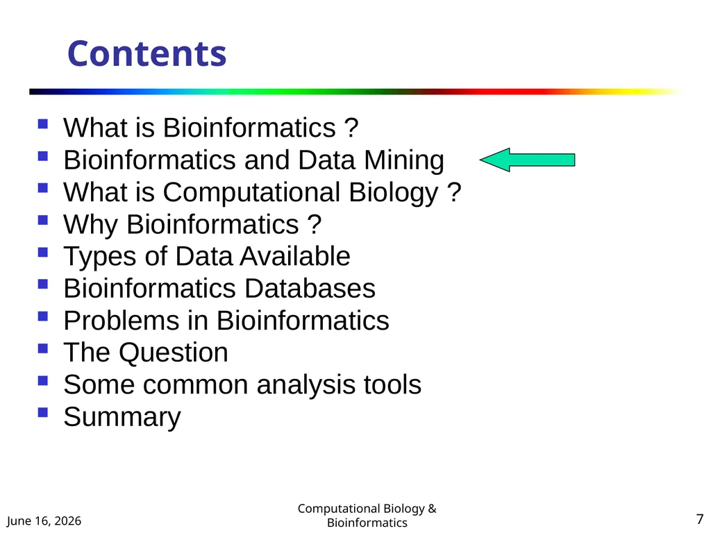 BIOINFORMATICS & COMPUTATIONAL BIOLOGY (An - slide 7 of 36