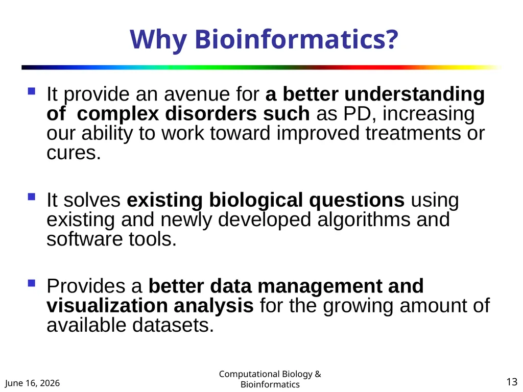 BIOINFORMATICS & COMPUTATIONAL BIOLOGY (An - slide 13 of 36