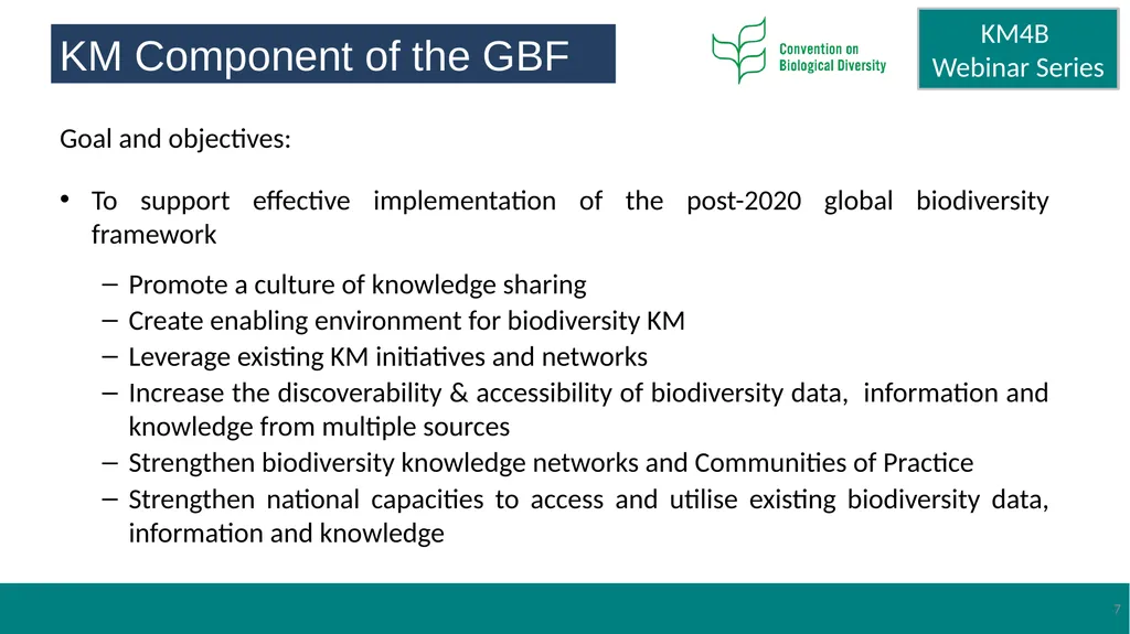 Knowledge Management for Biodiversity (KM4B) - - slide 7 of 25