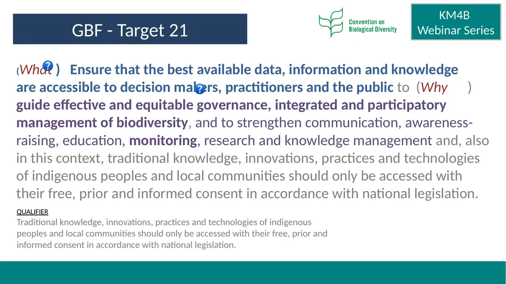 Knowledge Management for Biodiversity (KM4B) - - slide 3 of 25