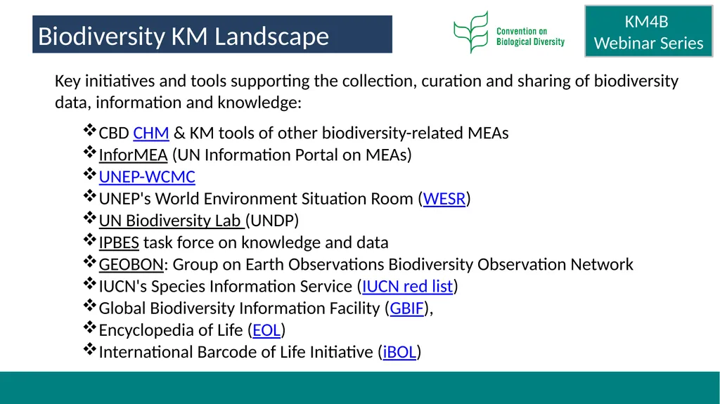 Knowledge Management for Biodiversity (KM4B) - - slide 5 of 25