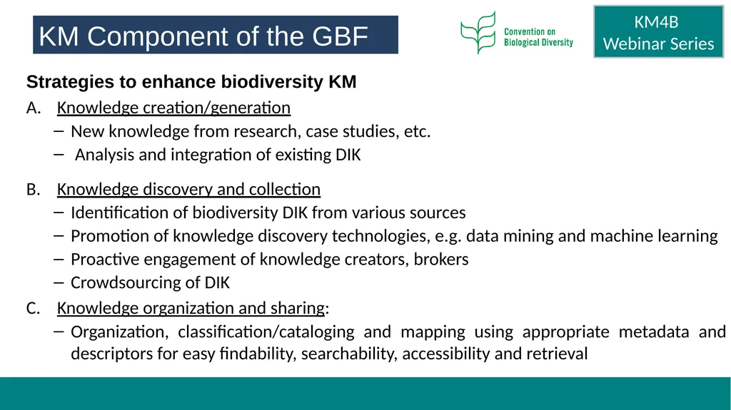 Knowledge Management for Biodiversity (KM4B) - - slide 8 of 25