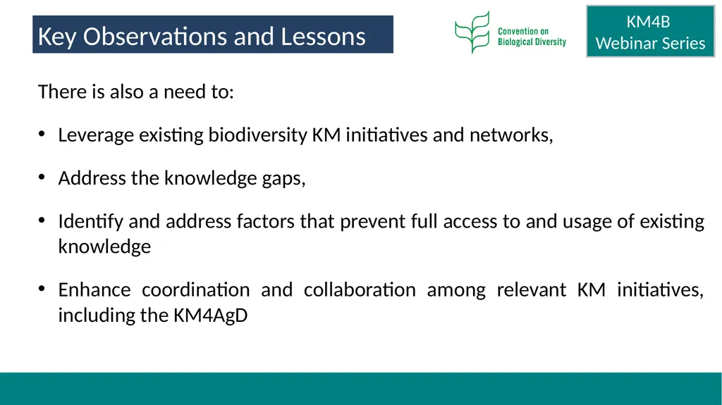 Knowledge Management for Biodiversity (KM4B) - - slide 11 of 25