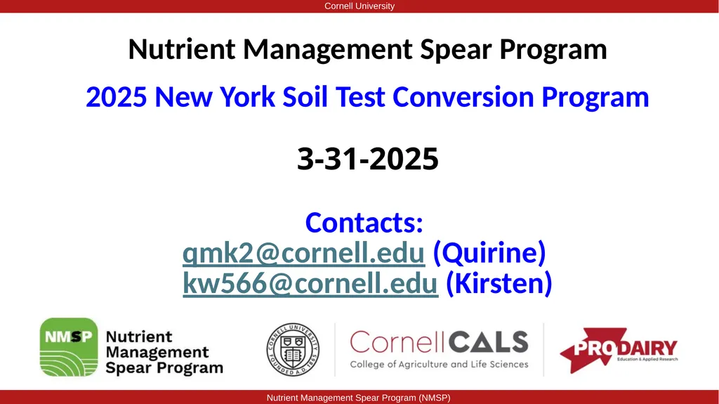 Nutrient Management Spear Program 2025 New York - slide 1 of 10