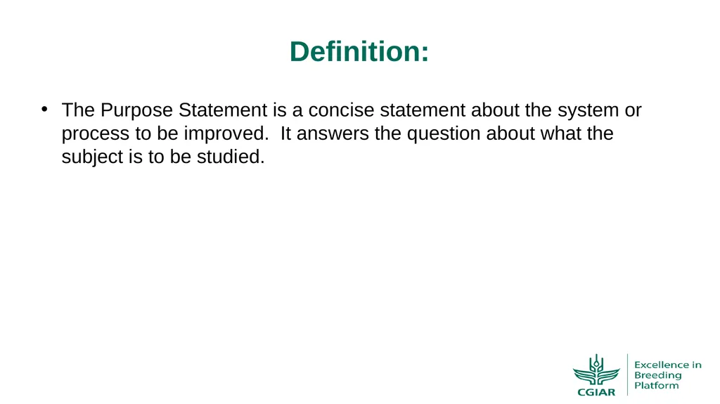 Purpose Statement Spring 2020 Definition: The - slide 2 of 7