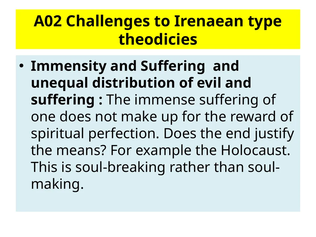 C Evil : Religious responses to the problem of - slide 10 of 20