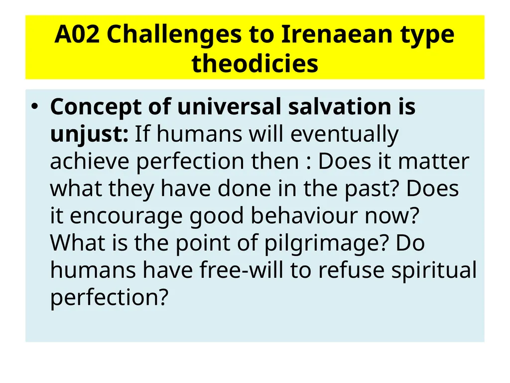 C Evil : Religious responses to the problem of - slide 8 of 20