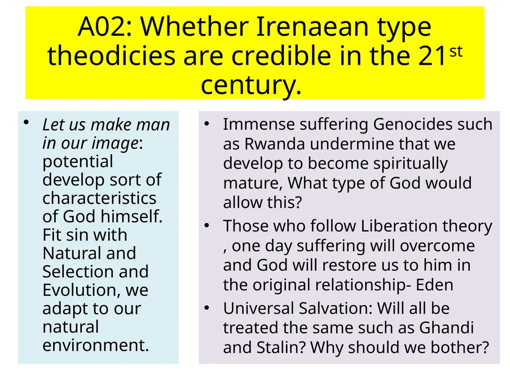 C Evil : Religious responses to the problem of - slide 11 of 20