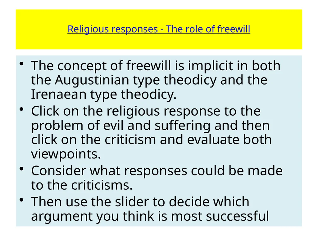 C Evil : Religious responses to the problem of - slide 3 of 20