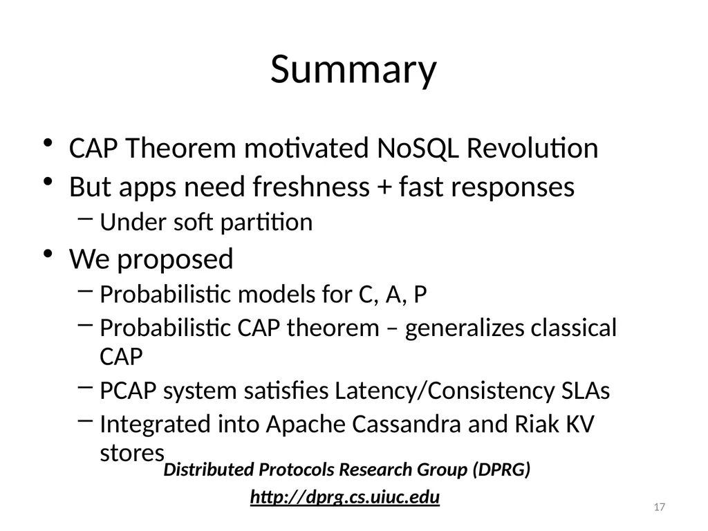 PCAP Project: Probabilistic CAP and Adaptive - slide 17 of 17