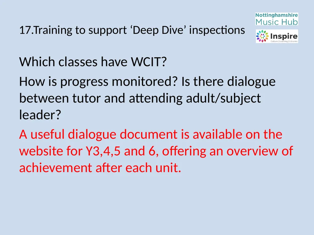 DEEP DIVE Training to provide information and - slide 23 of 37
