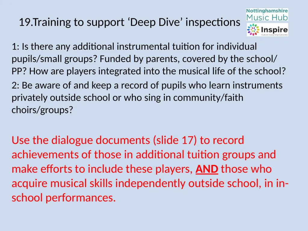 DEEP DIVE Training to provide information and - slide 25 of 37