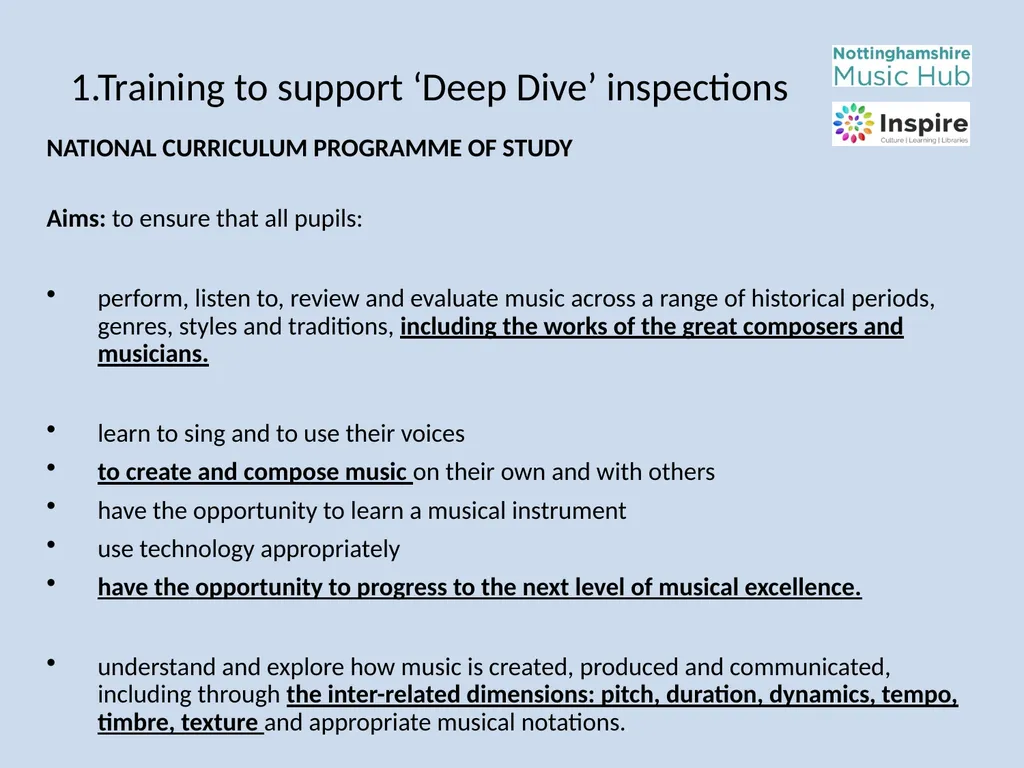 DEEP DIVE Training to provide information and - slide 7 of 37