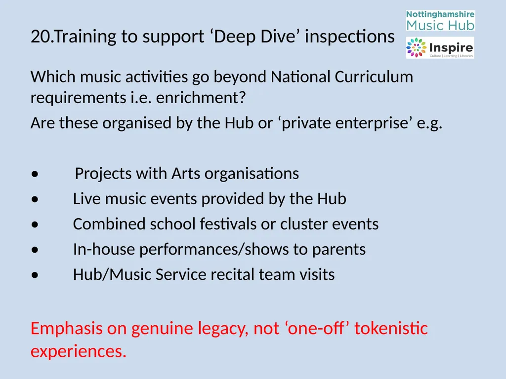 DEEP DIVE Training to provide information and - slide 26 of 37
