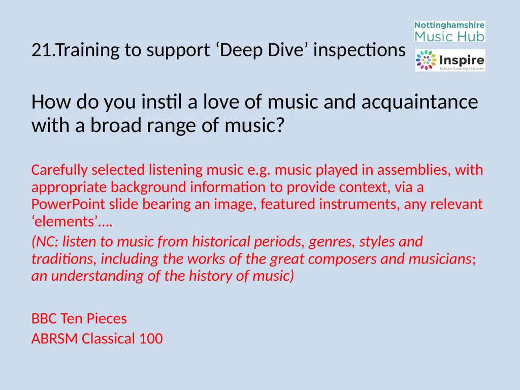 DEEP DIVE Training to provide information and - slide 27 of 37