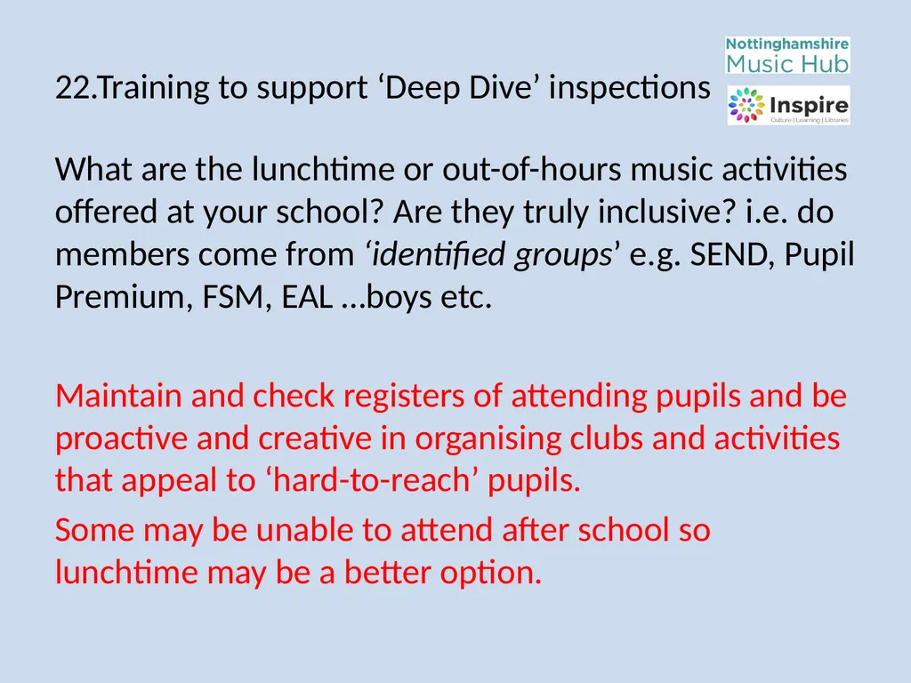 DEEP DIVE Training to provide information and - slide 29 of 37