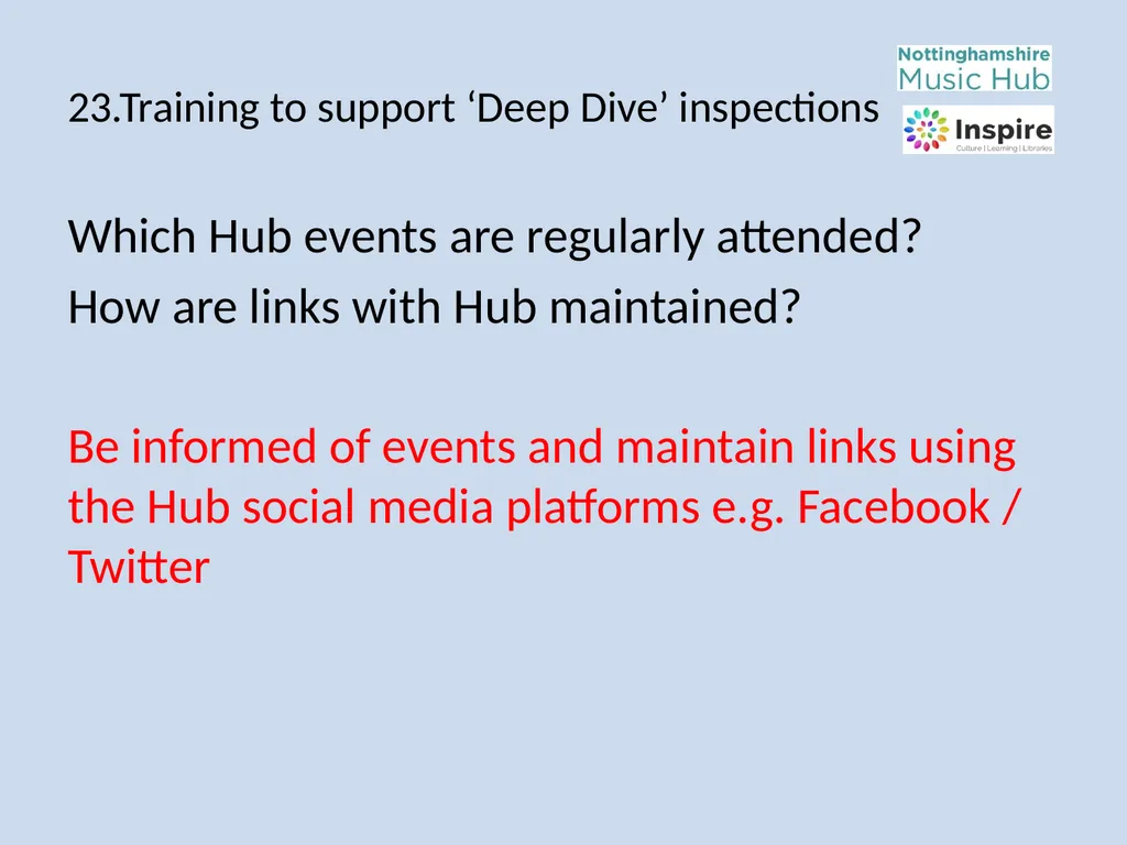 DEEP DIVE Training to provide information and - slide 30 of 37