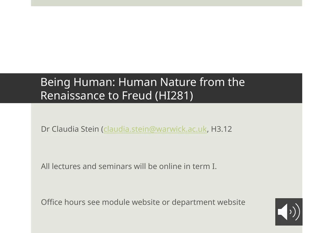 Being Human: Human Nature from the Renaissance to - slide 1 of 11