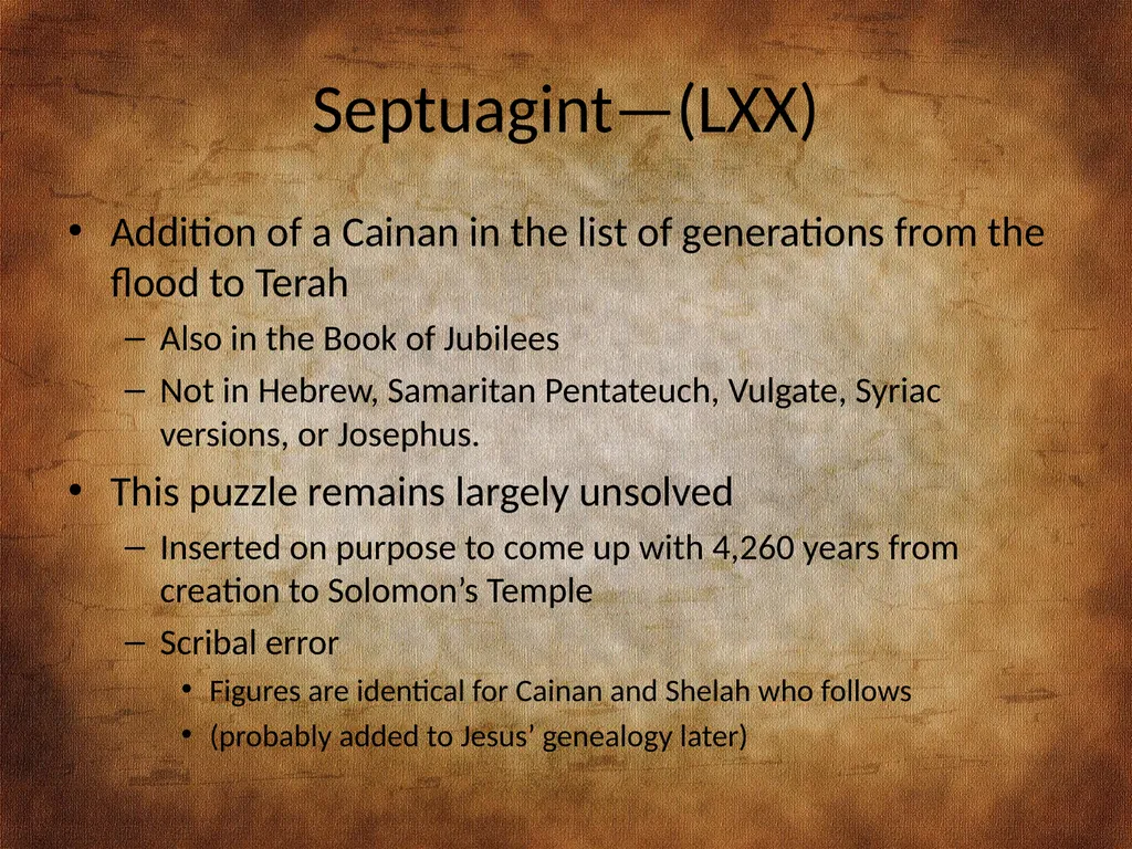 Genesis 5 and 11: Chronogenealogies in the - slide 12 of 17