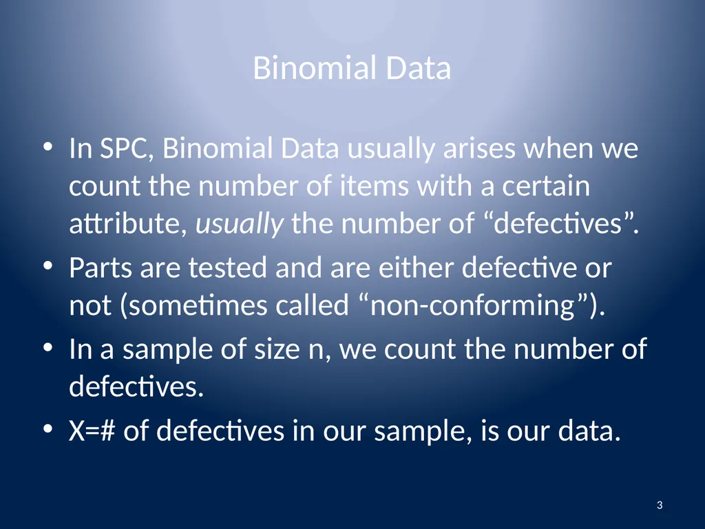 Attributes Data Binomial and Poisson Data 1 - slide 3 of 31
