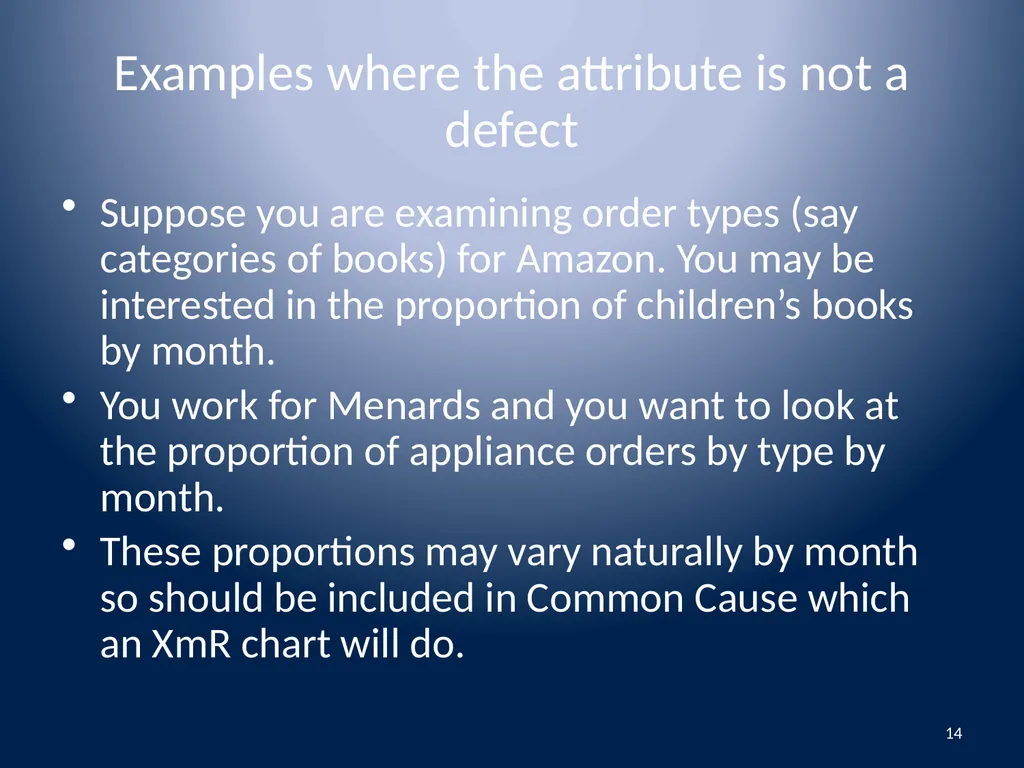 Attributes Data Binomial and Poisson Data 1 - slide 14 of 31
