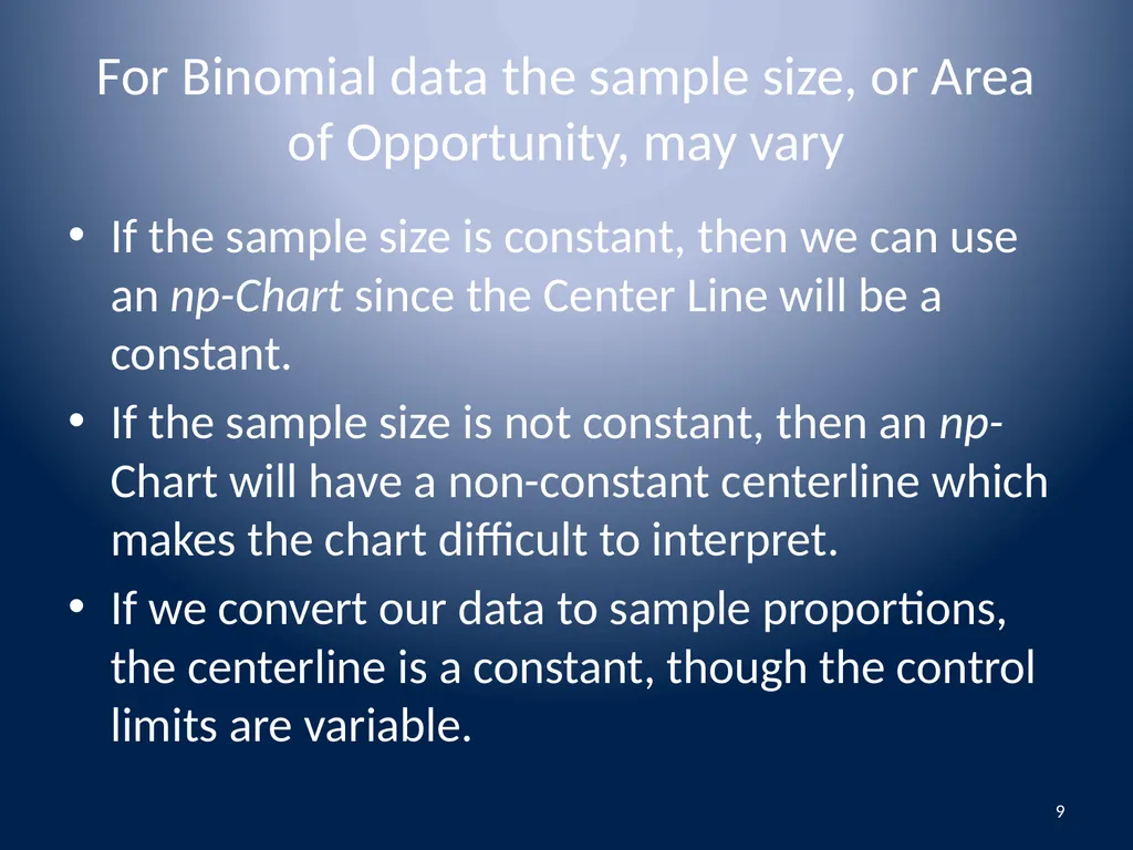 Attributes Data Binomial and Poisson Data 1 - slide 9 of 31