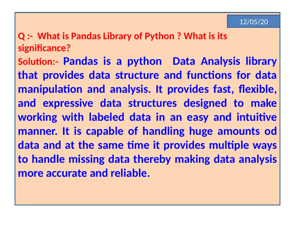 INTRODUCING PYTHON PANDAS PANDAS Pandas or Python - slide 54 of 54