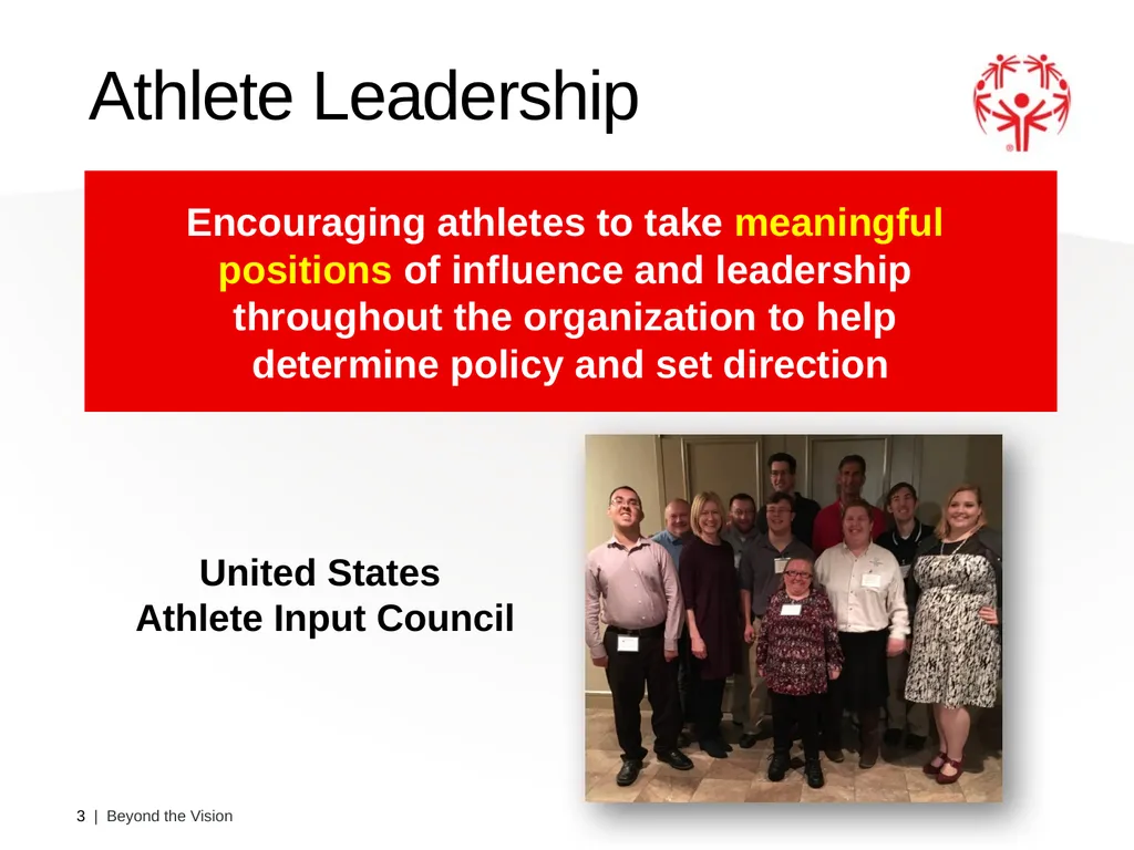 Beyond the Vision Athlete Leadership Presenter: - slide 3 of 14