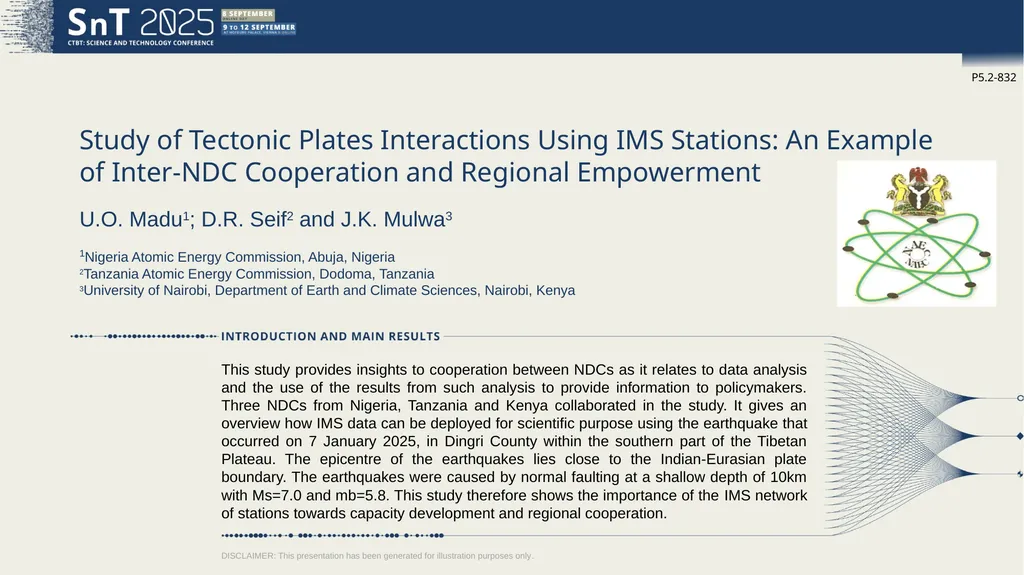 Study of Tectonic Plates Interactions Using IMS - slide 1 of 2