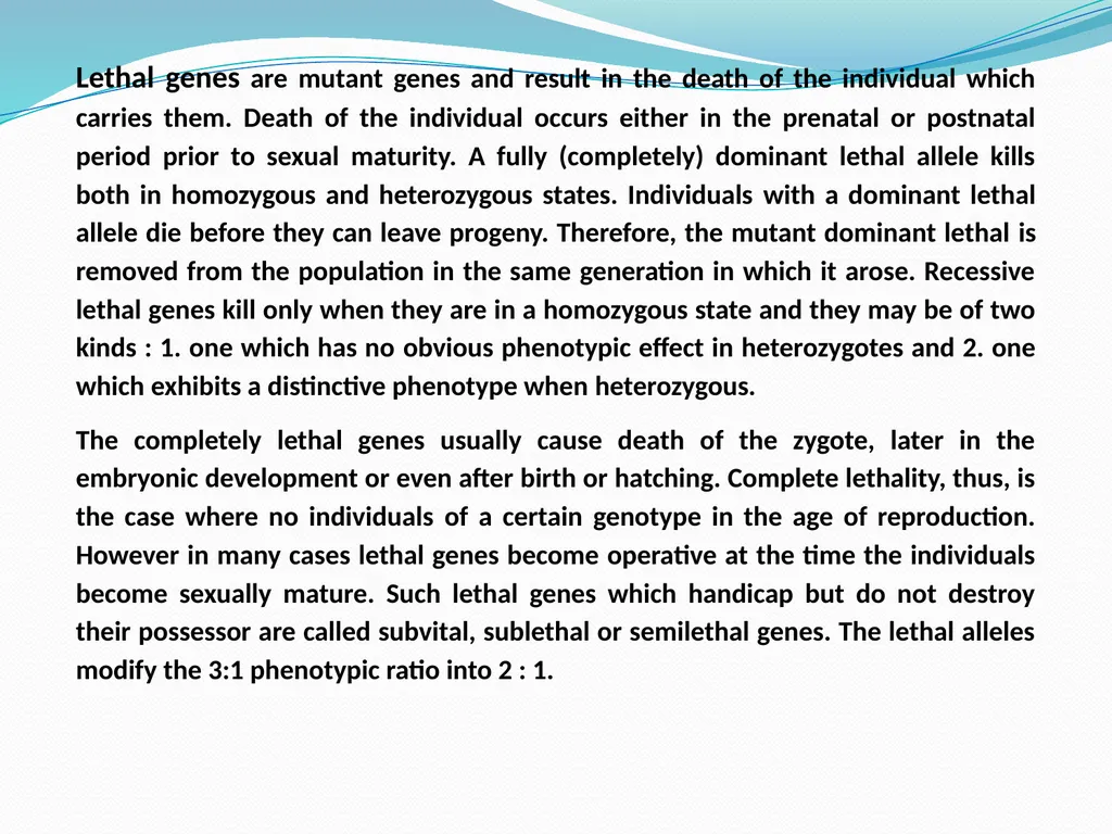 genetic course lecture (4) Lethal alleles and - slide 2 of 18