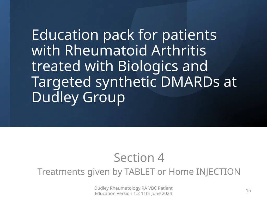 Education pack for patients with Rheumatoid - slide 15 of 52