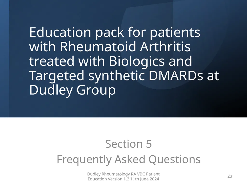 Education pack for patients with Rheumatoid - slide 23 of 52