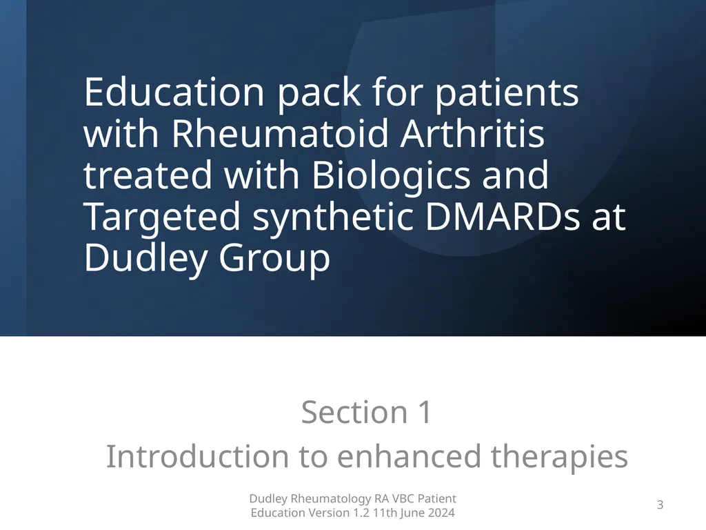 Education pack for patients with Rheumatoid - slide 3 of 52