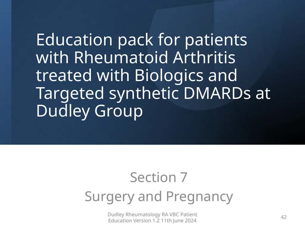 Education pack for patients with Rheumatoid - slide 42 of 52