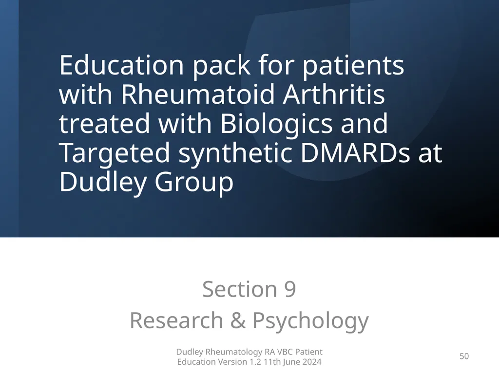 Education pack for patients with Rheumatoid - slide 50 of 52