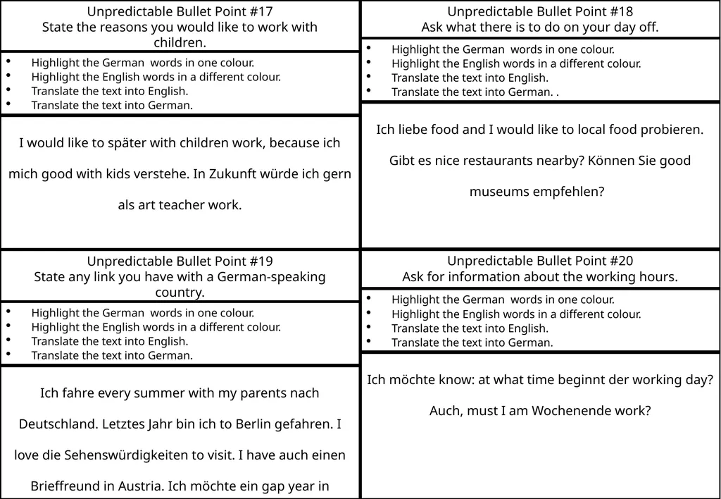 National 5 GERMAN Unpredictable Bullet Points How - slide 11 of 11
