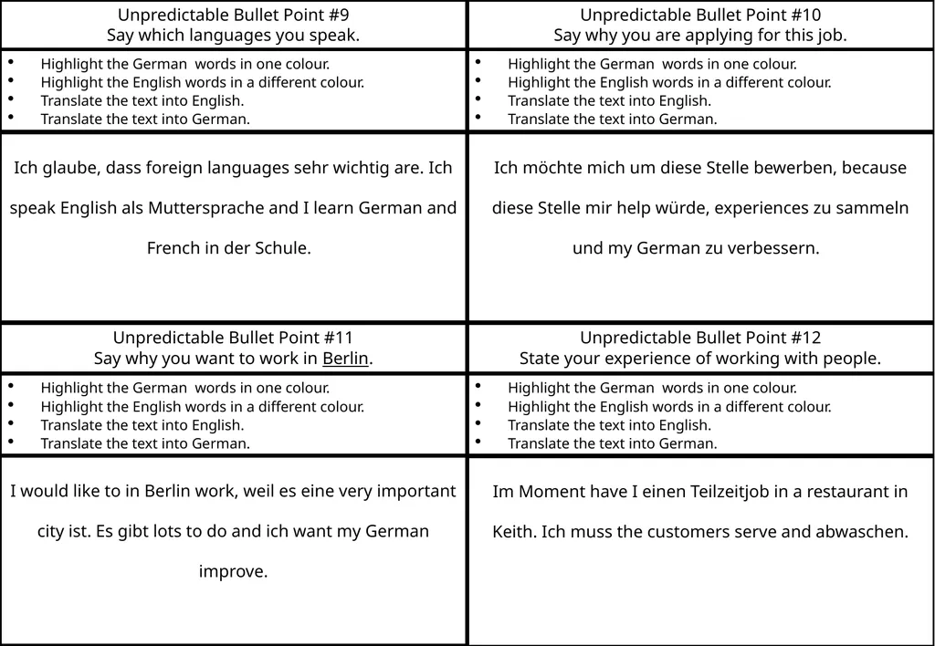 National 5 GERMAN Unpredictable Bullet Points How - slide 7 of 11