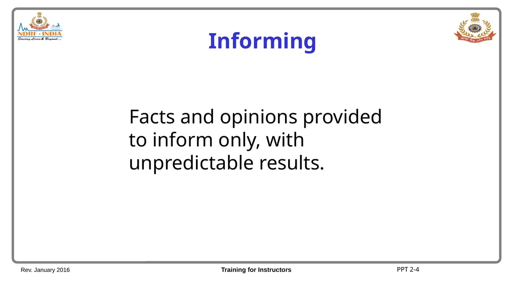 Unit 2 Informing, Persuading, Instructing/Training - slide 5 of 11