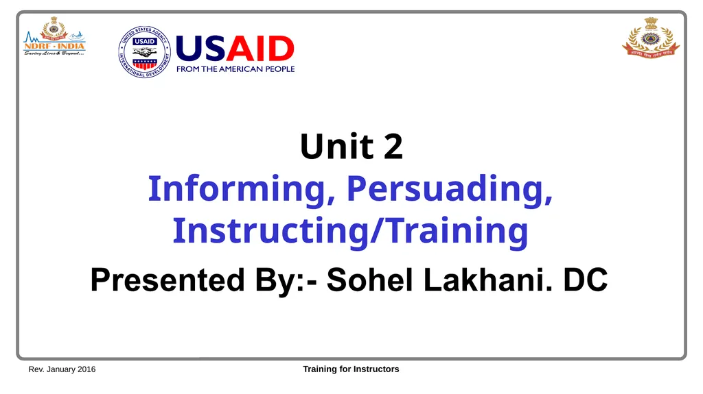 Unit 2 Informing, Persuading, Instructing/Training - slide 1 of 11