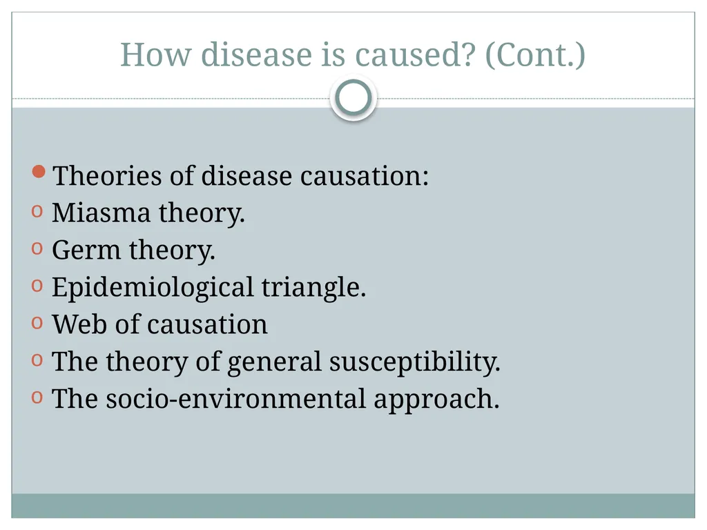 Theories of disease causation Ms. Samah alageel - slide 8 of 30