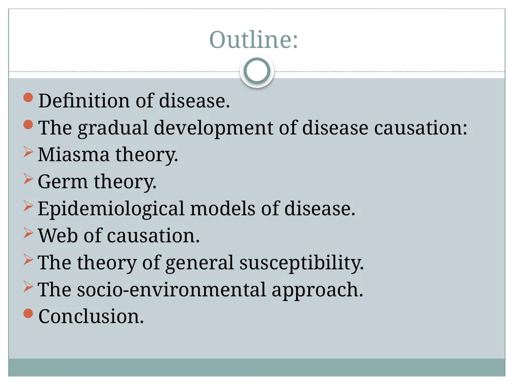 Theories of disease causation Ms. Samah alageel - slide 2 of 30