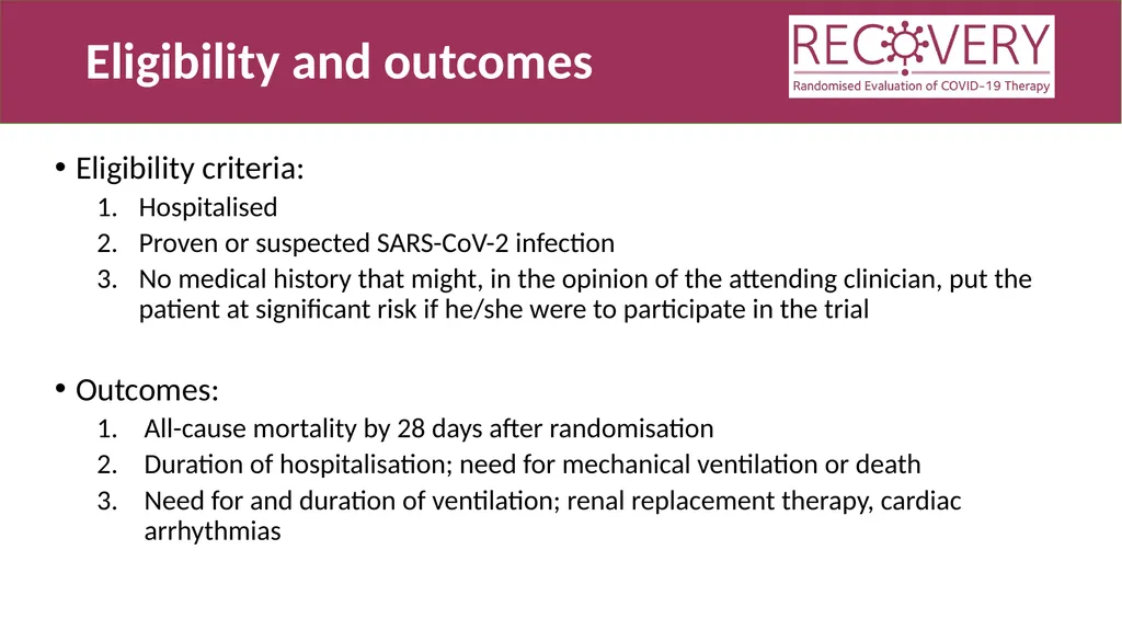 Randomised Evaluation of COVID-19 Therapy: the - slide 4 of 11
