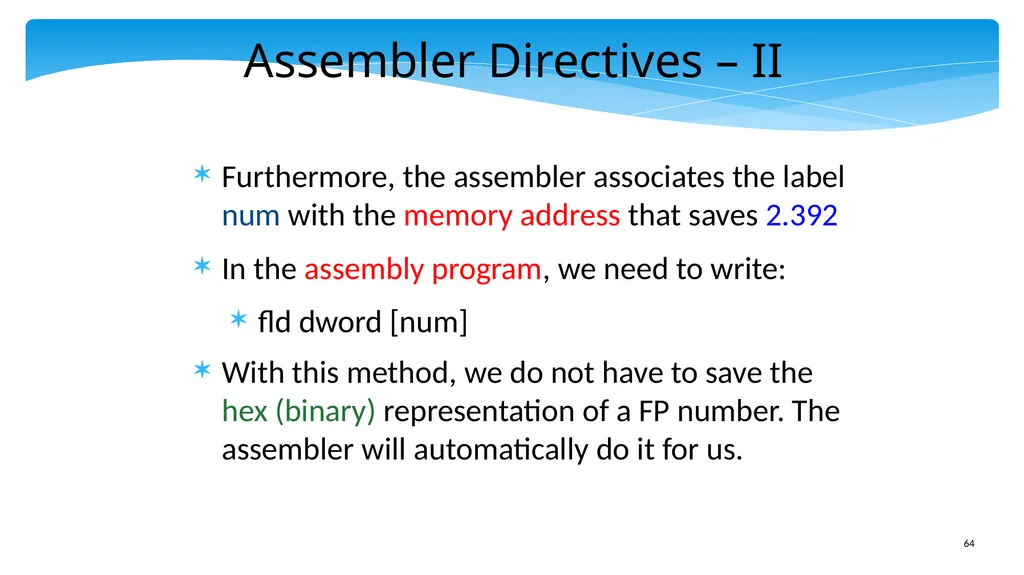 Chapter 5: x86 Assembly Language Prof. Smruti - slide 64 of 84